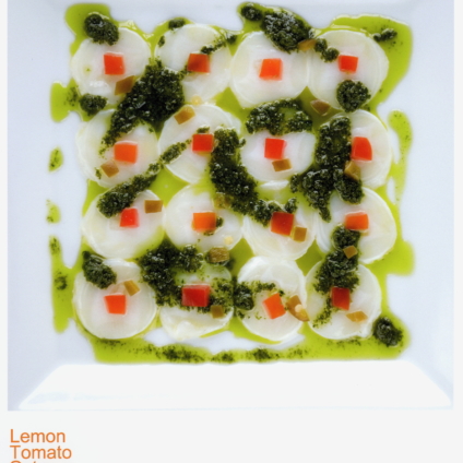 フードスタイリスト上樂由美子の作品 -　『水蛸のレモンマリネ　ハラペーニョとバジルのソース』
